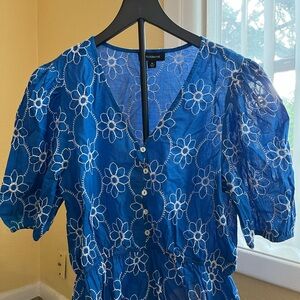 Blue Floral Embroidered Dress